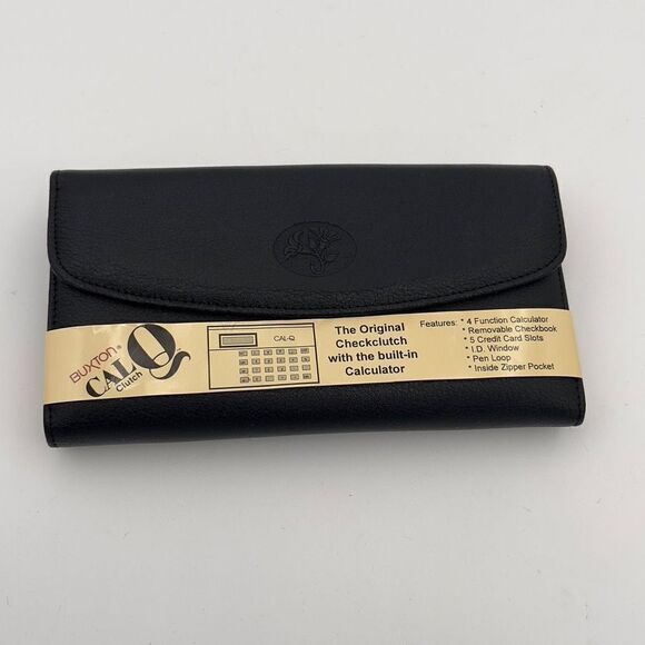 New with Defect BUXTON CAL Q CLUTCH Wallet Tri-Fold Genuine Leather Black Wallet - Picture 1 of 10